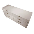 Commode double moderne à 6 tiroirs – Vert Sauge / Gris Foncé / Gris Clair / Noir / Blanc / Bleu Nuit, Façade nervurée
