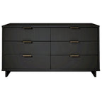Commode double moderne à 6 tiroirs – Vert Sauge / Gris Foncé / Gris Clair / Noir / Blanc / Bleu Nuit, Façade nervurée