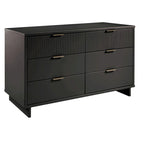 Commode double moderne à 6 tiroirs – Vert Sauge / Gris Foncé / Gris Clair / Noir / Blanc / Bleu Nuit, Façade nervurée