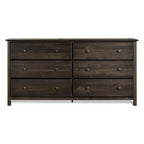 Commode 6 tiroirs en pin massif style shaker – Espresso / Noyer / Cerisier / Naturel, Large