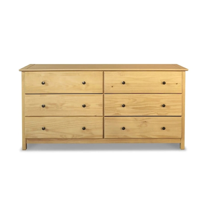 Commode 6 tiroirs en pin massif style shaker – Espresso / Noyer / Cerisier / Naturel, Large