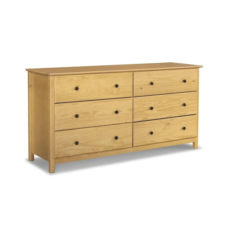 Commode 6 tiroirs en pin massif style shaker – Espresso / Noyer / Cerisier / Naturel, Large