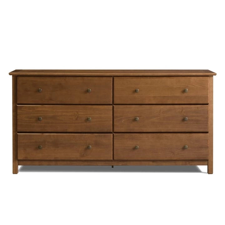Commode 6 tiroirs en pin massif style shaker – Espresso / Noyer / Cerisier / Naturel, Large