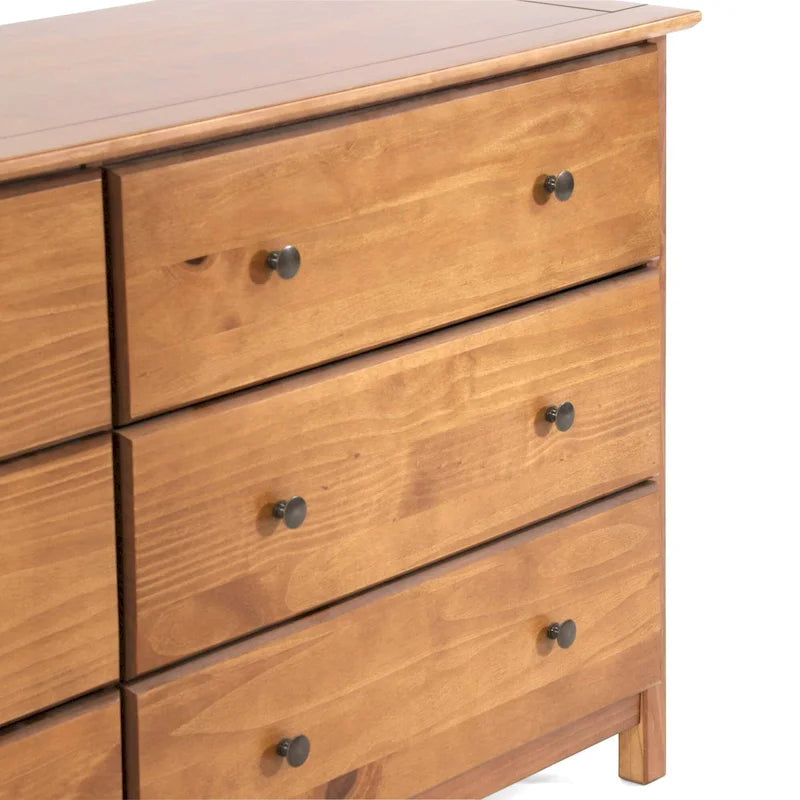 Commode 6 tiroirs en pin massif style shaker – Espresso / Noyer / Cerisier / Naturel, Large