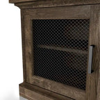 Meuble TV rustique – Chêne recyclé, 4 portes grillagées, 6 étagères
