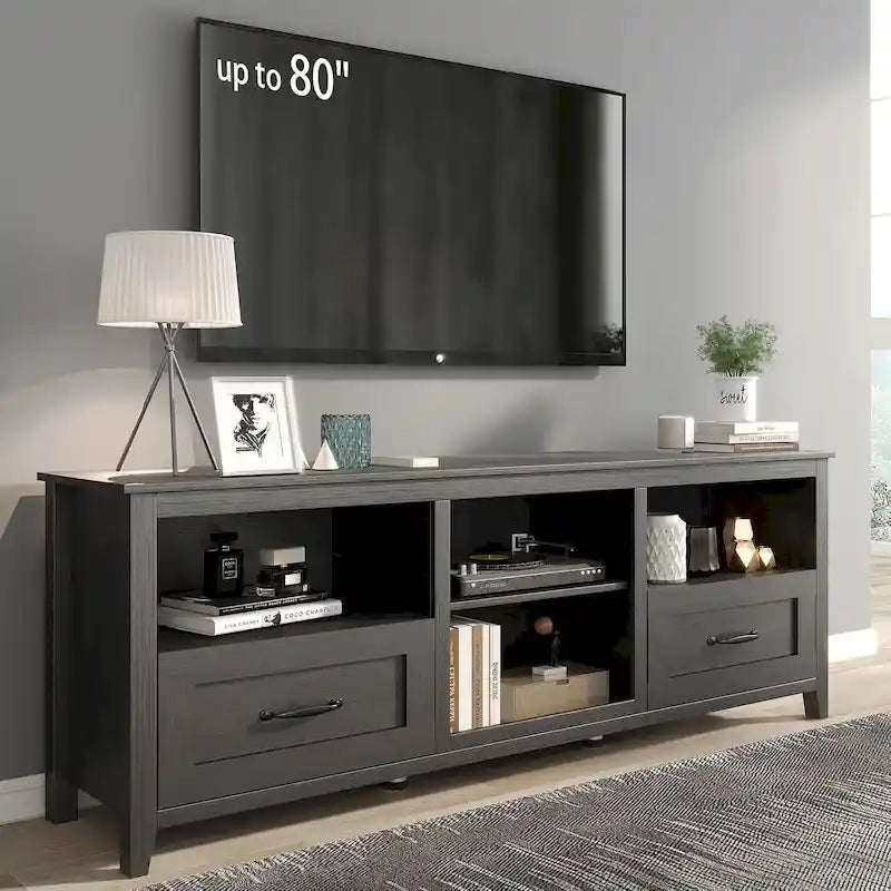 70 inch TV Stand for TVs up to 80  with Drawers Adjustable Shelves