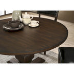 Table à manger ronde avec pied central – Espresso, plateau en placage de chêne, 4 places