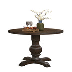 Table à manger ronde avec pied central – Espresso, plateau en placage de chêne, 4 places