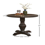 Table à manger ronde avec pied central – Espresso, plateau en placage de chêne, 4 places
