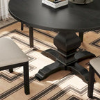 Table à manger ronde avec pied central – Espresso, plateau en placage de chêne, 4 places