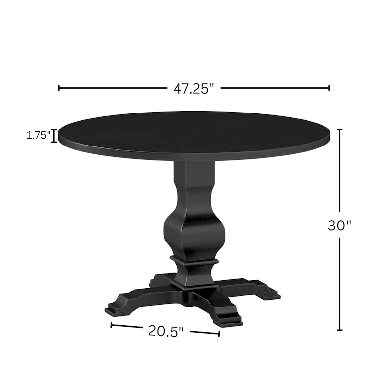 Table à manger ronde avec pied central – Espresso, plateau en placage de chêne, 4 places