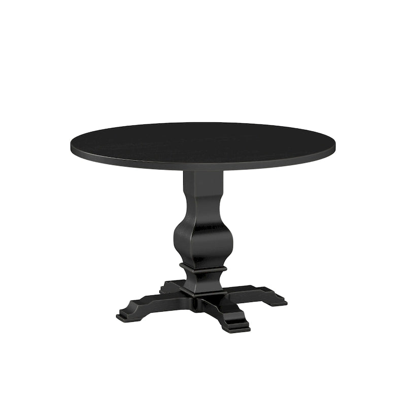 Table à manger ronde avec pied central – Espresso, plateau en placage de chêne, 4 places