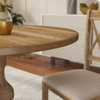 Table à manger ronde avec pied central – Espresso, plateau en placage de chêne, 4 places