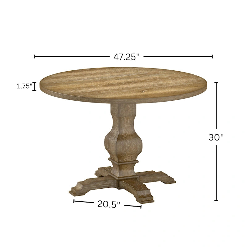 Table à manger ronde avec pied central – Espresso, plateau en placage de chêne, 4 places