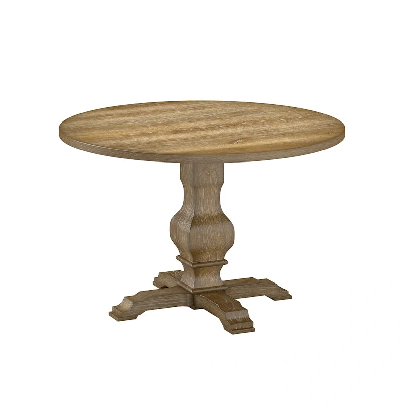 Table à manger ronde avec pied central – Espresso, plateau en placage de chêne, 4 places
