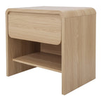 Table d'appoint minimaliste moderne – Chêne européen, 1 tiroir + étagère ouverte, 1 place