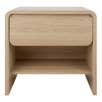 Table d'appoint minimaliste moderne – Chêne européen, 1 tiroir + étagère ouverte, 1 place