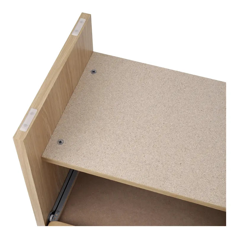 Table d'appoint minimaliste moderne – Chêne européen, 1 tiroir + étagère ouverte, 1 place