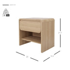 Table d'appoint minimaliste moderne – Chêne européen, 1 tiroir + étagère ouverte, 1 place