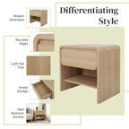 Table d'appoint minimaliste moderne – Chêne européen, 1 tiroir + étagère ouverte, 1 place