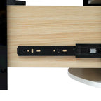 Table basse ronde à motif marbre – Blanc et or / Noir et or, 2 tiroirs, 2 à 4 places