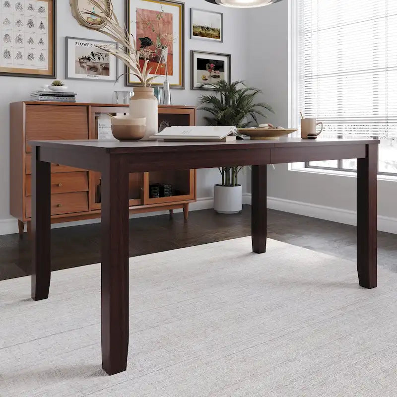Table à manger rectangulaire avec pieds en bois d'hévéa – Gris antique / Wengé HK, Minimaliste, 6 places