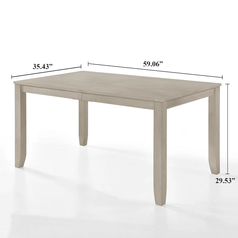 Table à manger rectangulaire avec pieds en bois d'hévéa – Gris antique / Wengé HK, Minimaliste, 6 places