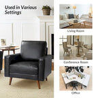 Fauteuil en cuir véritable Mid-Century – Marron / Bleu marine / Noir / Bordeaux / Camel / Beige, accoudoir droit, 1 place