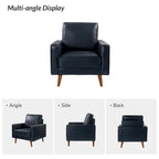 Fauteuil en cuir véritable Mid-Century – Marron / Bleu marine / Noir / Bordeaux / Camel / Beige, accoudoir droit, 1 place