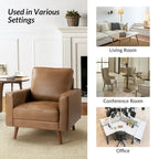 Fauteuil en cuir véritable Mid-Century – Marron / Bleu marine / Noir / Bordeaux / Camel / Beige, accoudoir droit, 1 place