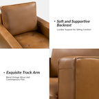 Fauteuil en cuir véritable Mid-Century – Marron / Bleu marine / Noir / Bordeaux / Camel / Beige, accoudoir droit, 1 place