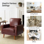 Fauteuil en cuir véritable Mid-Century – Marron / Bleu marine / Noir / Bordeaux / Camel / Beige, accoudoir droit, 1 place