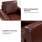 Fauteuil en cuir véritable Mid-Century – Marron / Bleu marine / Noir / Bordeaux / Camel / Beige, accoudoir droit, 1 place