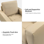 Fauteuil en cuir véritable Mid-Century – Marron / Bleu marine / Noir / Bordeaux / Camel / Beige, accoudoir droit, 1 place