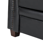 Canapé en cuir transitionnel – Bleu marine / Turquoise / Noir / Marron / Camel, Clous décoratifs, 3 places