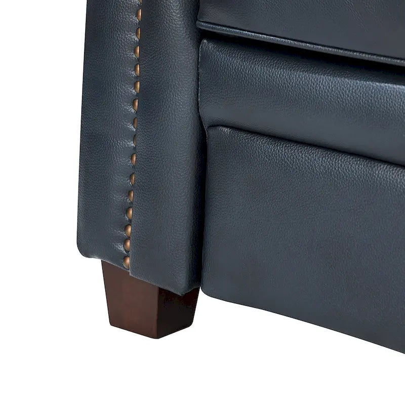 Canapé en cuir transitionnel – Bleu marine / Turquoise / Noir / Marron / Camel, Clous décoratifs, 3 places