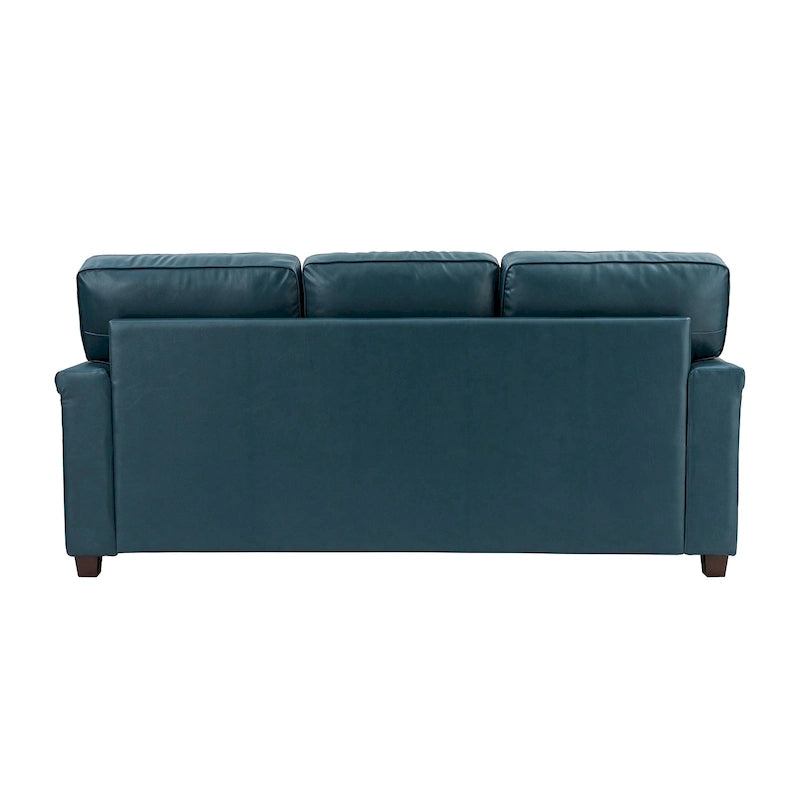 Canapé en cuir transitionnel – Bleu marine / Turquoise / Noir / Marron / Camel, Clous décoratifs, 3 places