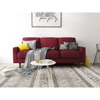 Canapé en velours moderne du milieu du siècle – Marron / Beige / Rouge foncé / Gris / Bleu foncé, accoudoirs roulés, 3 places
