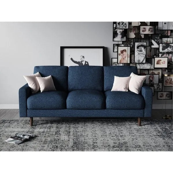 Canapé en velours moderne du milieu du siècle – Marron / Beige / Rouge foncé / Gris / Bleu foncé, accoudoirs roulés, 3 places