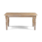 Table à manger de ferme en pin massif avec finition vieillie à la main – Bois flotté / Bois de grange / Gris rustique / Blanc cassé / Noyer rustique, 6 places