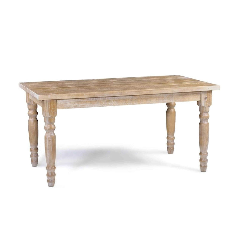 Table à manger de ferme en pin massif avec finition vieillie à la main – Bois flotté / Bois de grange / Gris rustique / Blanc cassé / Noyer rustique, 6 places