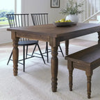 Table à manger de ferme en pin massif avec finition vieillie à la main – Bois flotté / Bois de grange / Gris rustique / Blanc cassé / Noyer rustique, 6 places