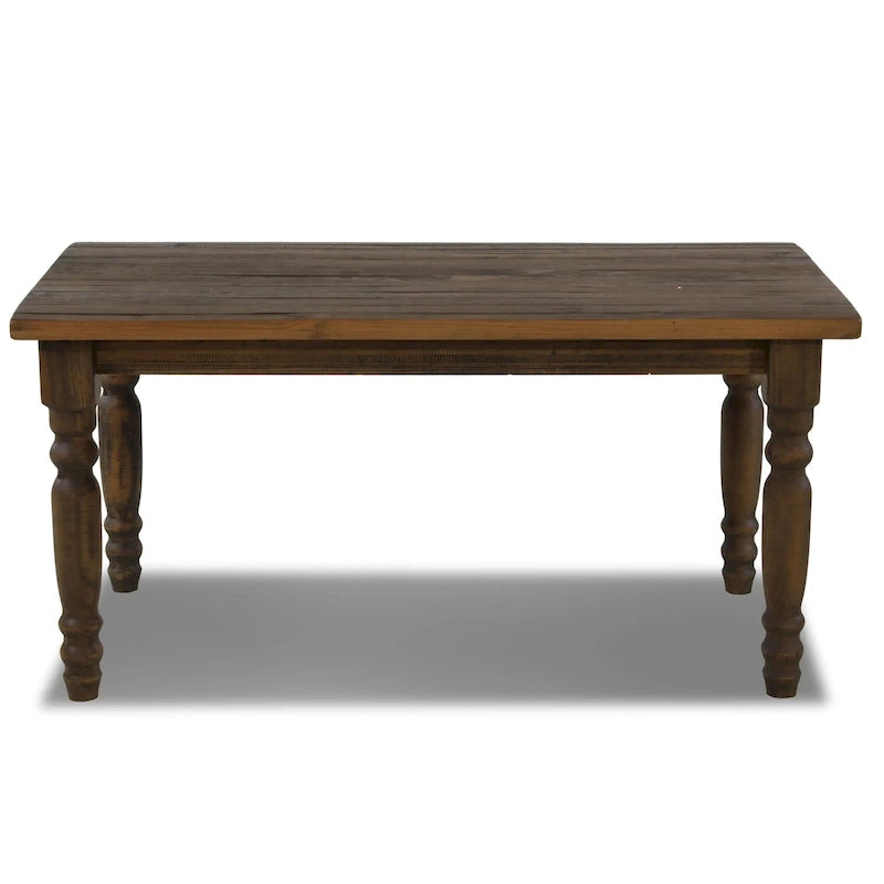 Table à manger de ferme en pin massif avec finition vieillie à la main – Bois flotté / Bois de grange / Gris rustique / Blanc cassé / Noyer rustique, 6 places