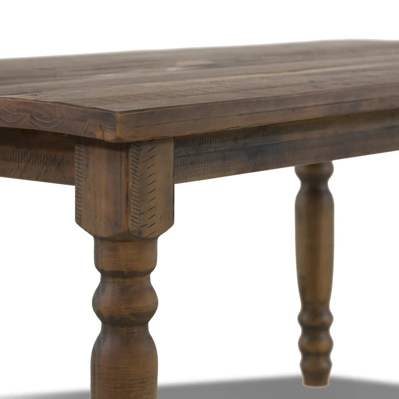 Table à manger de ferme en pin massif avec finition vieillie à la main – Bois flotté / Bois de grange / Gris rustique / Blanc cassé / Noyer rustique, 6 places