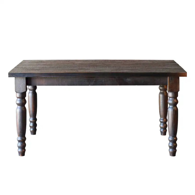 Table à manger de ferme en pin massif avec finition vieillie à la main – Bois flotté / Bois de grange / Gris rustique / Blanc cassé / Noyer rustique, 6 places