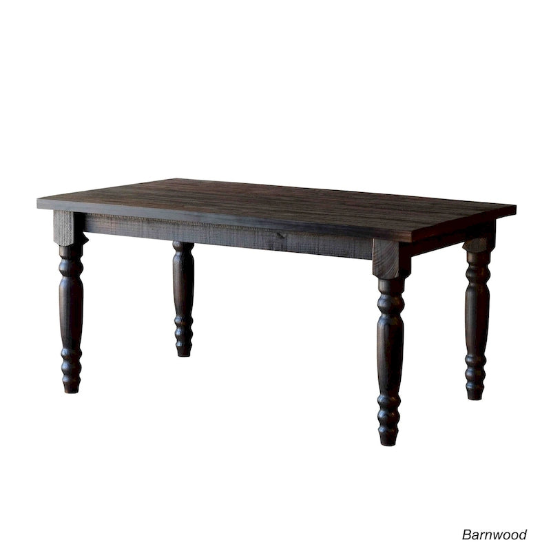 Table à manger de ferme en pin massif avec finition vieillie à la main – Bois flotté / Bois de grange / Gris rustique / Blanc cassé / Noyer rustique, 6 places