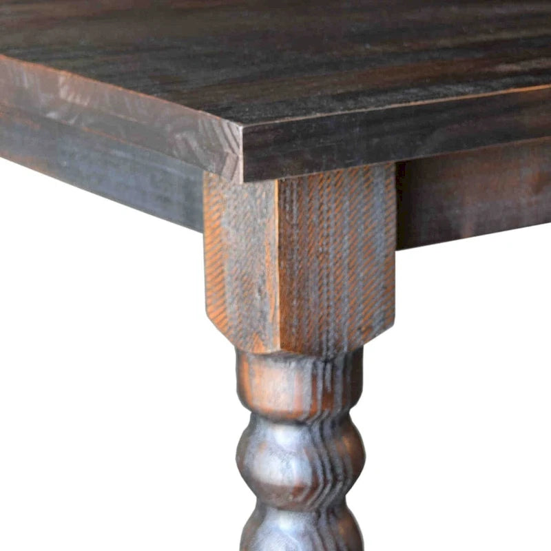 Table à manger de ferme en pin massif avec finition vieillie à la main – Bois flotté / Bois de grange / Gris rustique / Blanc cassé / Noyer rustique, 6 places