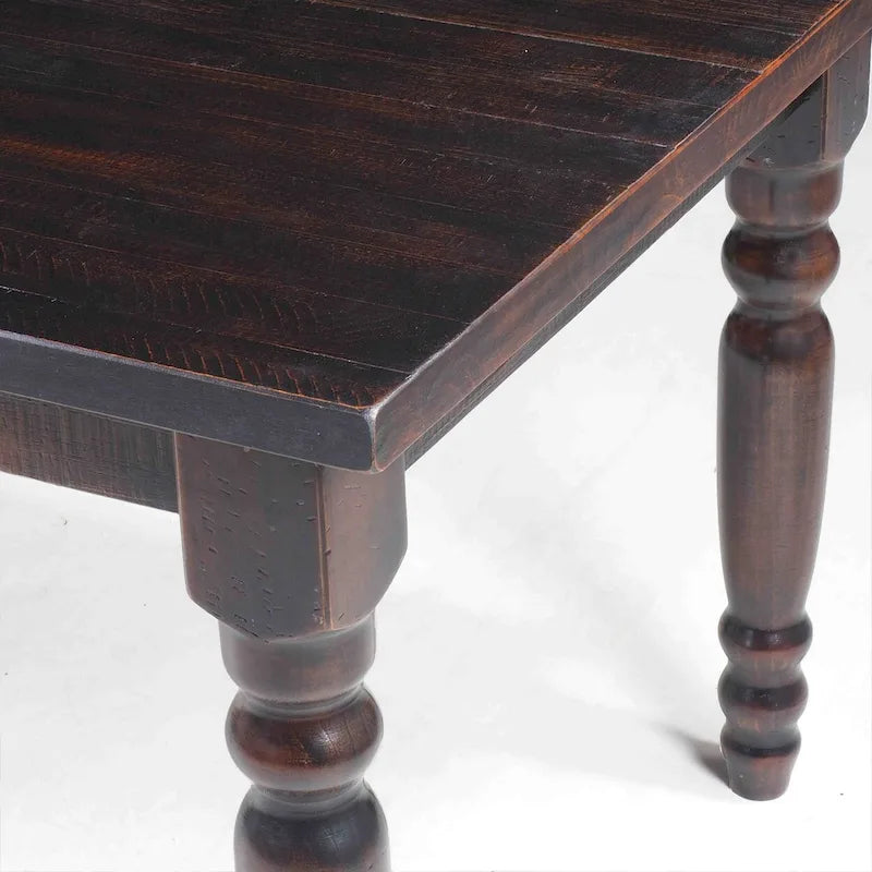 Table à manger de ferme en pin massif avec finition vieillie à la main – Bois flotté / Bois de grange / Gris rustique / Blanc cassé / Noyer rustique, 6 places