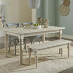 Table à manger de ferme en pin massif avec finition vieillie à la main – Bois flotté / Bois de grange / Gris rustique / Blanc cassé / Noyer rustique, 6 places