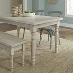 Table à manger de ferme en pin massif avec finition vieillie à la main – Bois flotté / Bois de grange / Gris rustique / Blanc cassé / Noyer rustique, 6 places